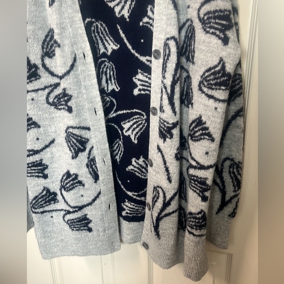 Loft Grey And Navy Tulip Cardigan - Picture 2 of 5